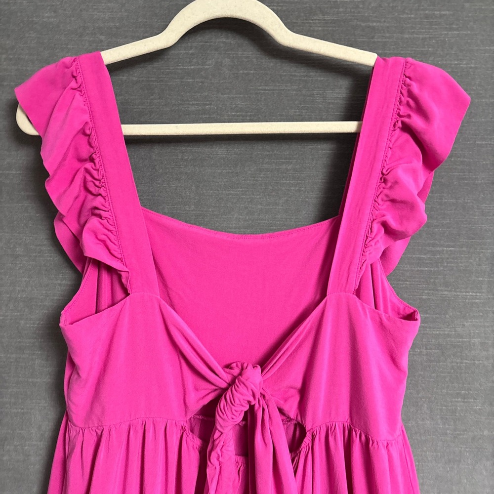 ELOQUII Dress 16 Pink Maxi Ruffle Keyhole Back Tiered Sleeveless Summer Resort - Picture 6 of 12